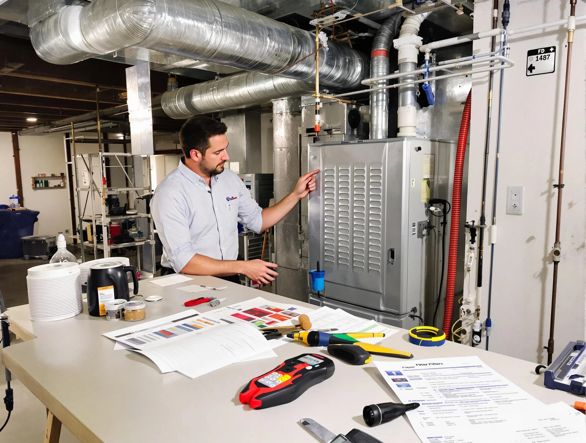 Monroeville Air Duct Cleaning inspector conducting detailed filter system evaluation using professional diagnostic tools in Monroeville