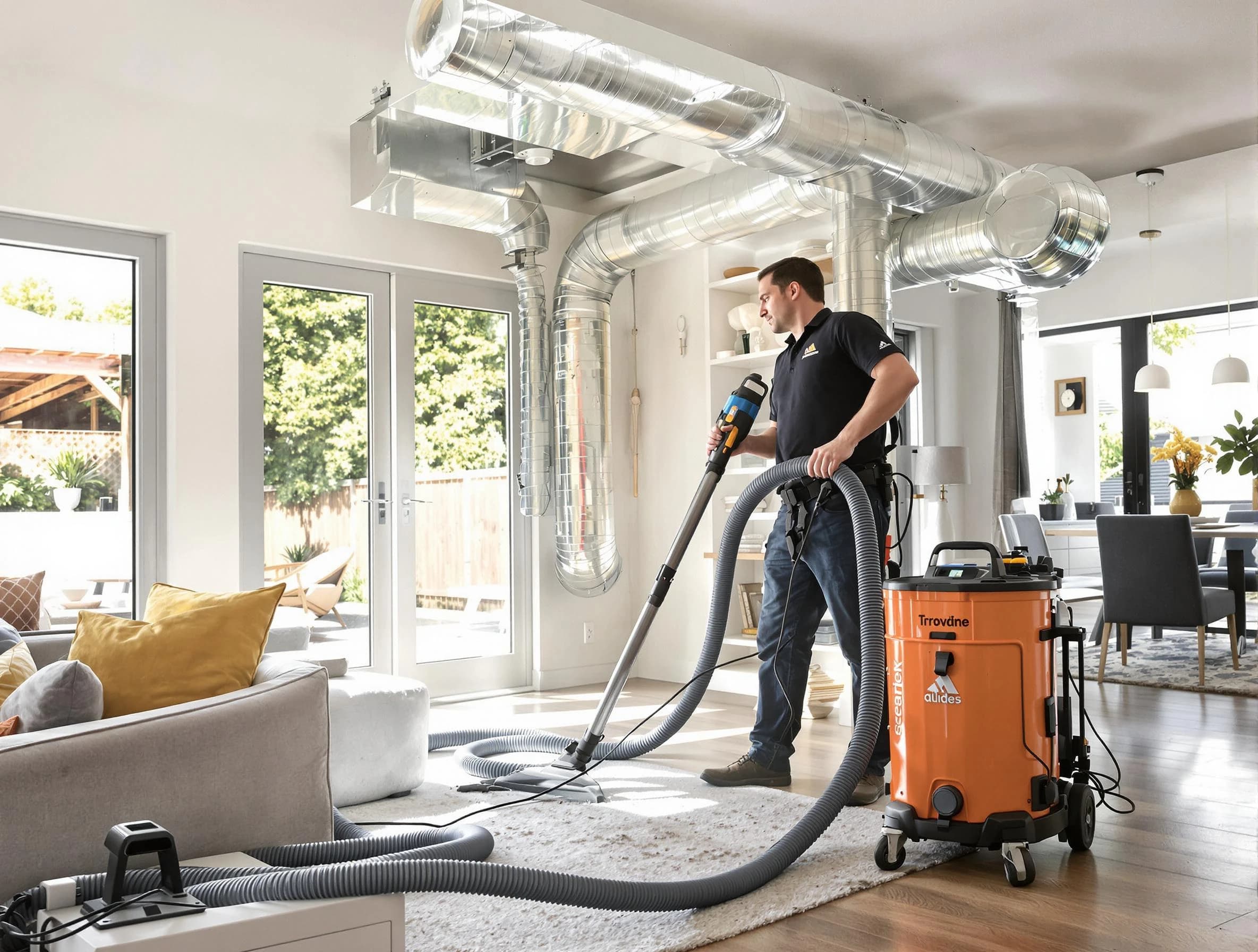 Monroeville Air Duct Cleaning specialist performing thorough residential duct cleaning using advanced equipment in Monroeville