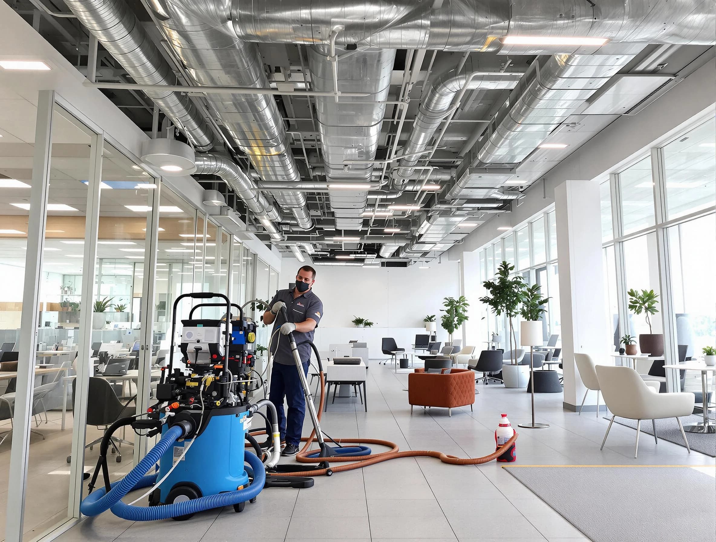 Monroeville Air Duct Cleaning team conducting comprehensive commercial duct cleaning at a business location in Monroeville