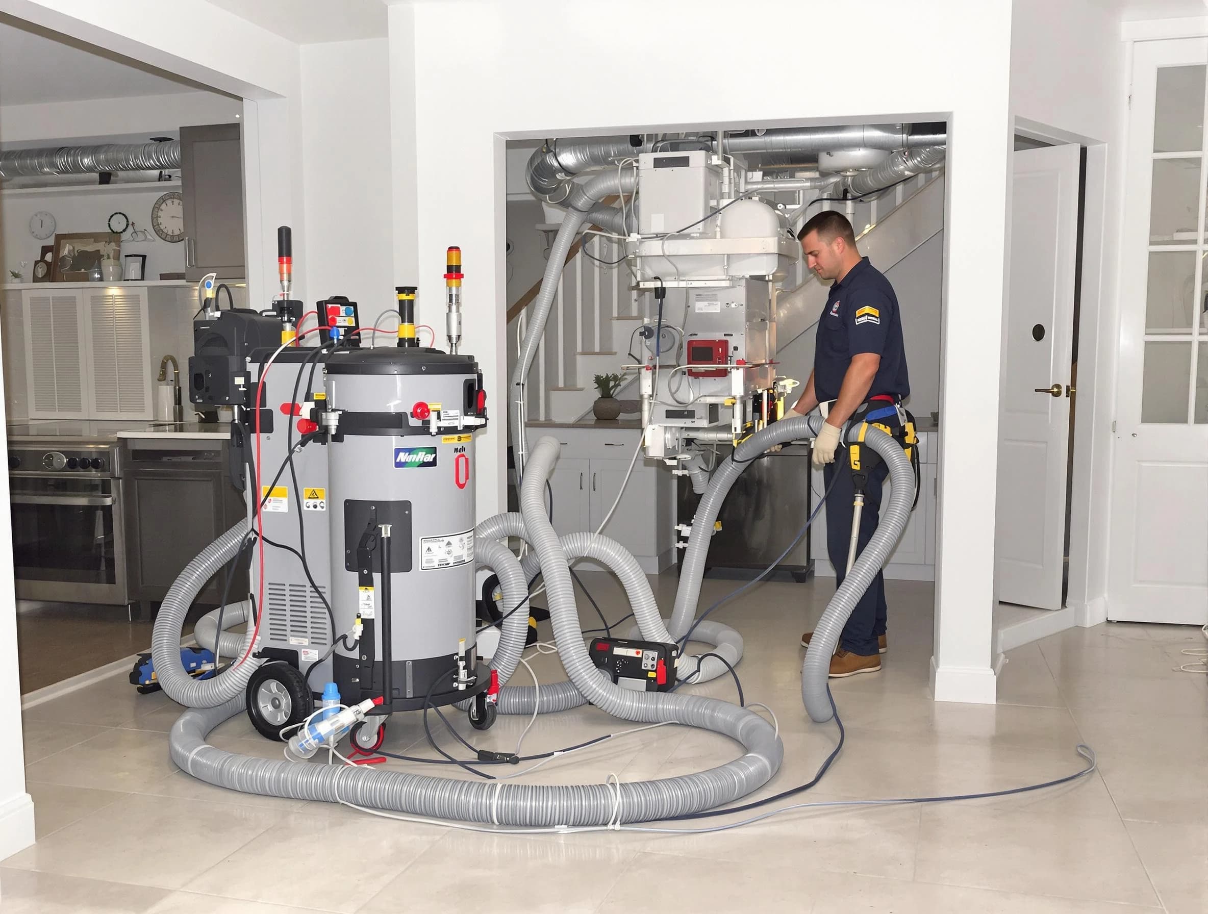 Monroeville Air Duct Cleaning technician operating negative pressure cleaning equipment for thorough duct maintenance in Monroeville