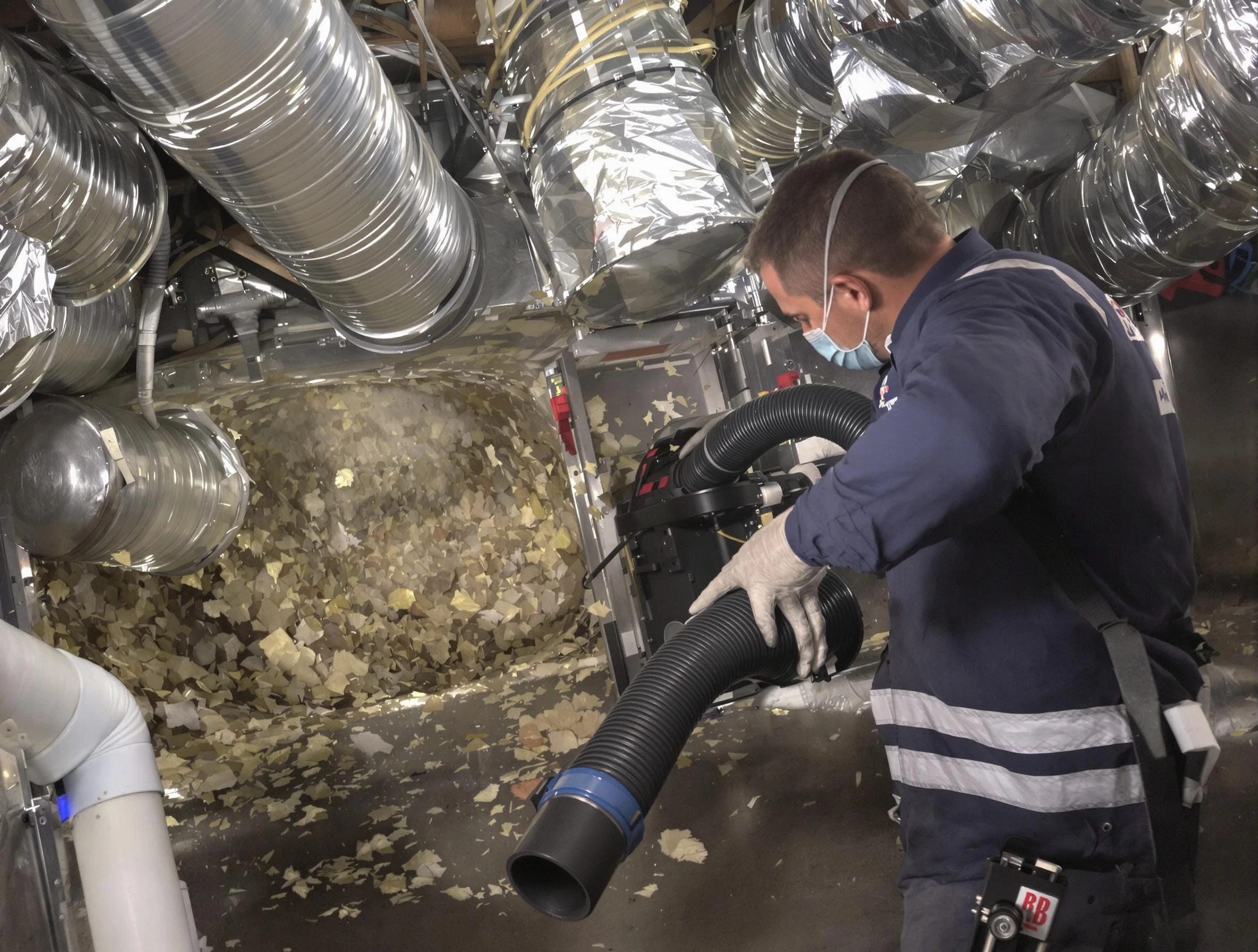 Monroeville Air Duct Cleaning specialist operating negative pressure cleaning equipment for thorough duct maintenance in Monroeville